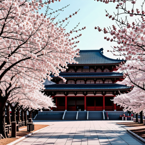 도쿄에 위치한 덴조지 사원(天造寺)은 약 1,000그루의 벚꽃나무