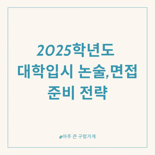 2025학년도 대학입시 수시 정시 논술 및 면접 준비 전략