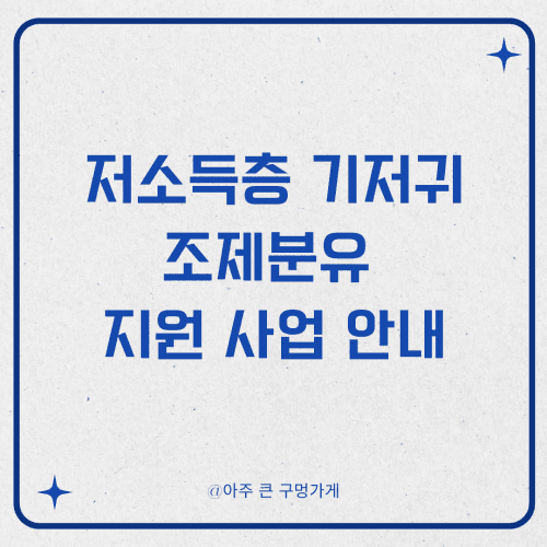 저소득층 기저귀와 조제분유 지원 사업 안내
