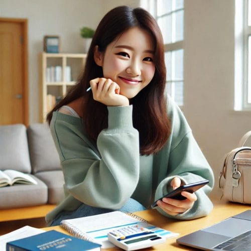 학자금 대출 알아보고 전화하는 대학생