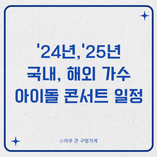 2024년, 2025년 국내, 해외 가수 아이돌 콘서트 일정 (티켓 예매 방법 및 팁, 주의사항) 1 2024년, 2025년 국내, 해외 가수 아이돌 콘서트 일정