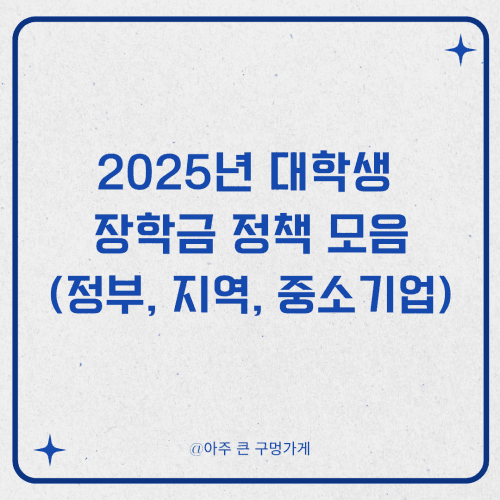 2025년 대학생 장학금 정책 모음 (국가, 지역인재, 지자체, 중소기업 취업) 1 2025년 대학생 장학금 정책 모음