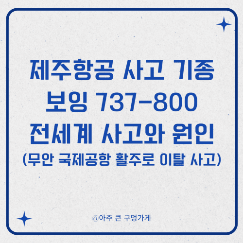 제주항공 사고 기종 보잉 737-800 전세계 사고사례와 사고 원인 (무안 국제공항 활주로 이탈 사고)