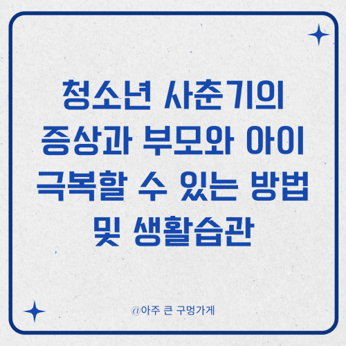 청소년 사춘기의 증상과 부모가 아이들과 극복할 수 있는 방법과 생활습관