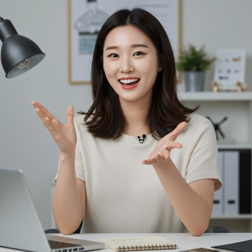 남성 전립선 건강, 지금부터 제대로 지키자! (원인부터 치료까지 완벽 가이드!) 6 밝은 미소를 짓고 있는 20대 중반 여성 블로거가 카메라(또는 독자들을 향해) 전립선 건강의 중요성에 대해 설명하거나 마무리 인사를 하는 모습