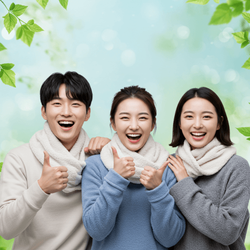 칼칼한 목감기 원인 및 치료방법, 좋은 음식, 집에서 관리법 6 감기를 이겨낸 사람들이 활짝 웃으며 서로에게 격려하거나, 건강하게 일상생활을 하는 밝은 모습