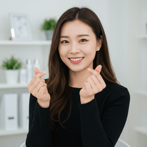 내 피부가 보내는 SOS! 피부암 증상부터 예방, 노화 방지까지 완벽 가이드! (피부 건강 지켜줄게요!) 6 밝게 웃는 20대 중반 여성 블로거가 독자들에게 피부 건강의 중요성을 강조하며 마무리 인사를 하는 모습