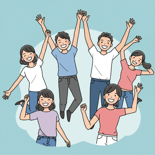 액취증, 고민 끝! 원인부터 치료, 사후관리 6 액취증 고민을 해결하고 활짝 웃으며 팔을 들어올린 자신감 있는 사람들의 모습