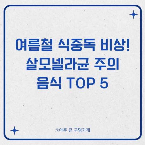여름철 식중독 비상! 살모넬라균 주의 음식 Top 5