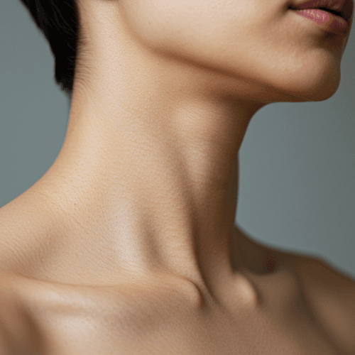 쥐젖 생기는 원인과 치료방법 6 쥐젖 없이 깨끗하고 건강해 보이는 목 피부의 클로즈업 사진
