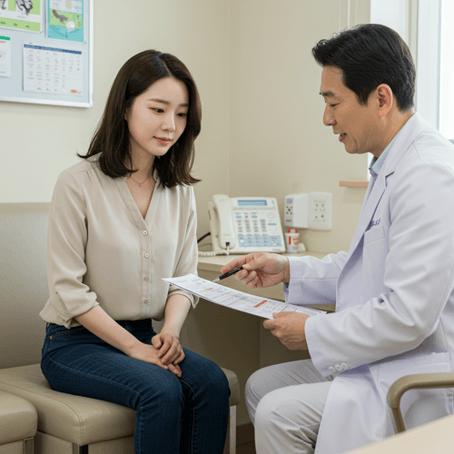 병원에서 의사와 상담하는 모습