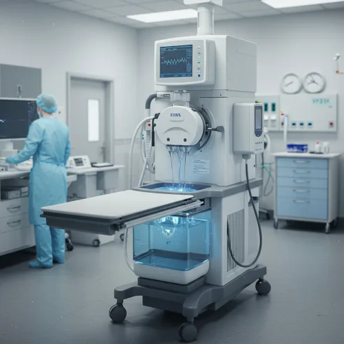 신장결석 증상과 치료방법, 예방법 3 체외충격파 쇄석술 장비 이미지 또는 일러스트