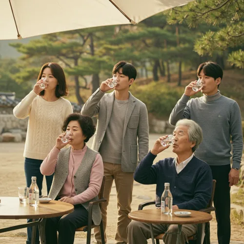 신장결석 증상과 치료방법, 예방법 5 다양한 연령대 사람들이 물 마시는 모습 (일러스트)