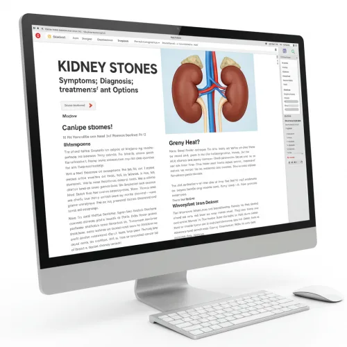 신장결석 증상과 치료방법, 예방법 6 신장결석 관련 건강 정보를 안내하는 웹페이지 화면