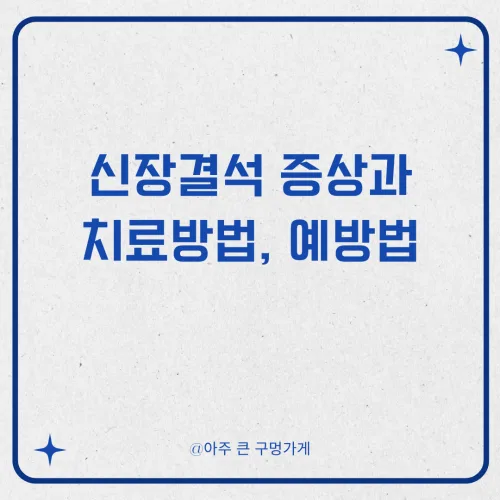 신장결석 증상과 치료방법, 예방법 1 신장결석 증상과 치료방법, 예방법